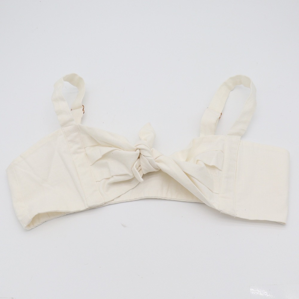 Seven Wonders Bralette Top Womens L Tie Front White Adjustable Straps Excellent